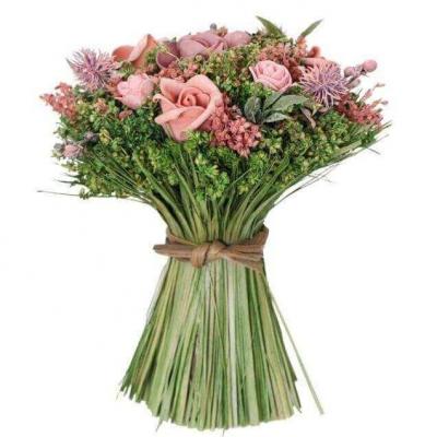 11605 decoration bouquet champetre roses et feuillages