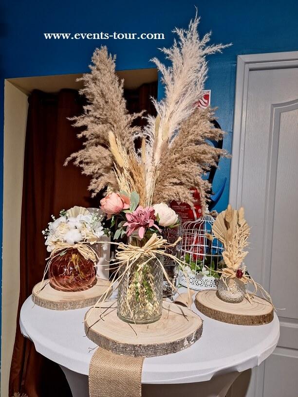 11861 decoration fleurs sechees naturelles avec vase boule