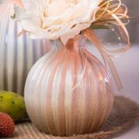 11897 vase boule blanc ceramique decoration nature champetre