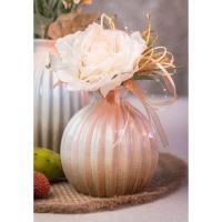 11897 vase boule ceramique decoration nature champetre boheme