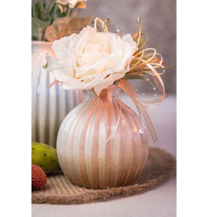 11897 vase boule ceramique decoration nature champetre boheme