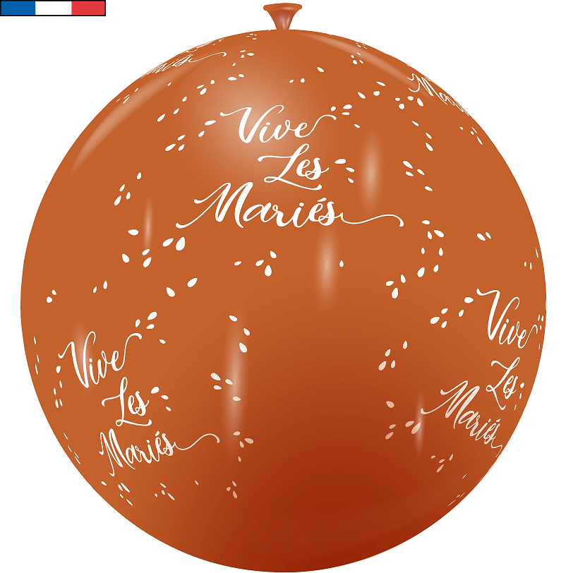 11975 ballon geant 1m mariage vive les maries orange terracotta latex naturel biodegradable
