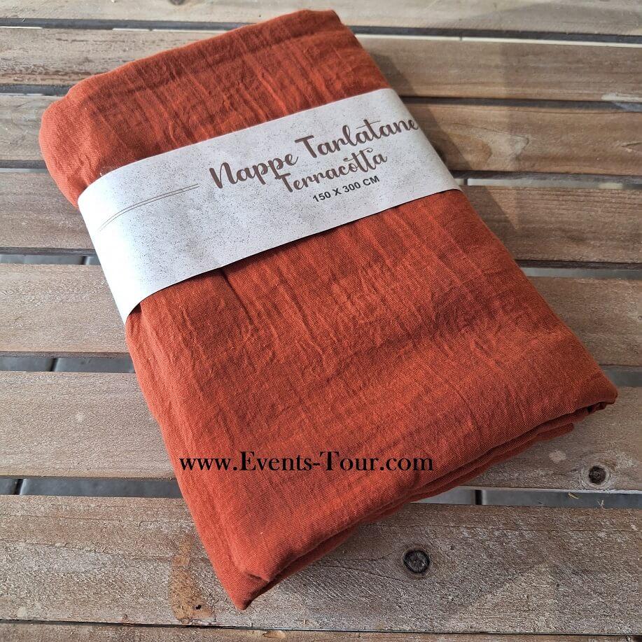 11992 decoration champetre nappe de table tissu orange terracotta