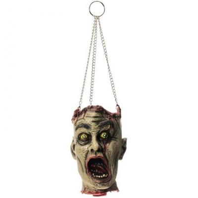 12132 decoration halloween tete zombie latex a suspendre