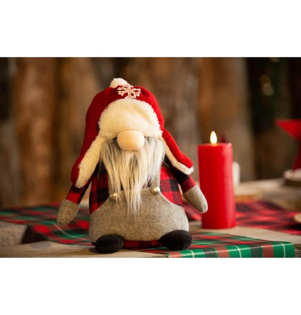12365 gnome trapeur en lewis casquette rouge grise decoration noel