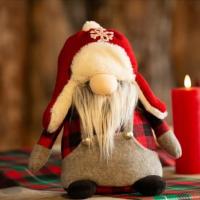 12365 gnome trapeur lewis casquette rouge grise decoration de noel