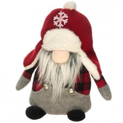 12365 gnome trapeur lewis casquette rouge grise decoration de noel