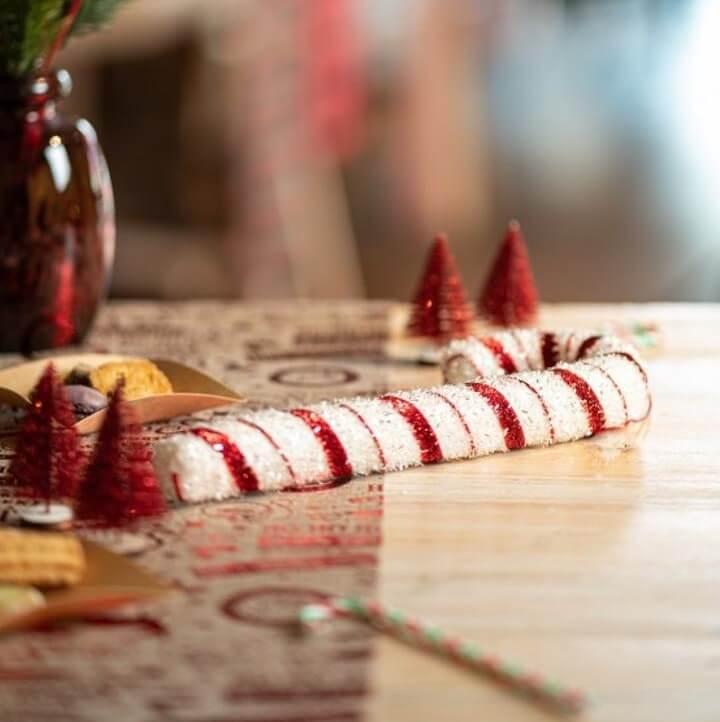 12462 decoration de noel baton candy cane rouge blanc etincelant