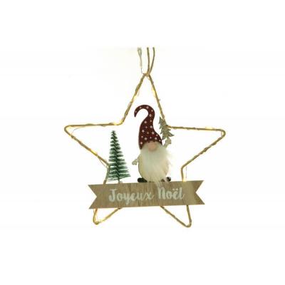 12467 decoration etoile metal gnome joyeux noel leds sapin a suspendre