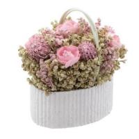 12623 decoration nature champetre bouquet panier fleurs roses