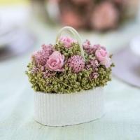 12623 decoration naturel champetre bouquet panier fleurs roses