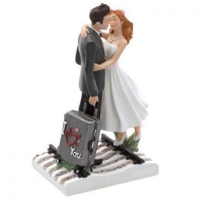1 Figurine mariage résine couple de mariés en voyage de noces 11 x 18cm REF/12633