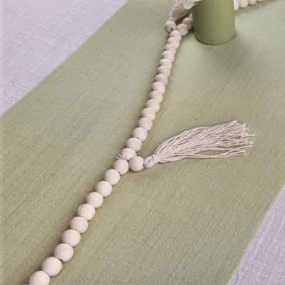 1 Chemin de table tissu coton usé/lavé vert Olive/Sauge 30cm x 5m REF/12686-120