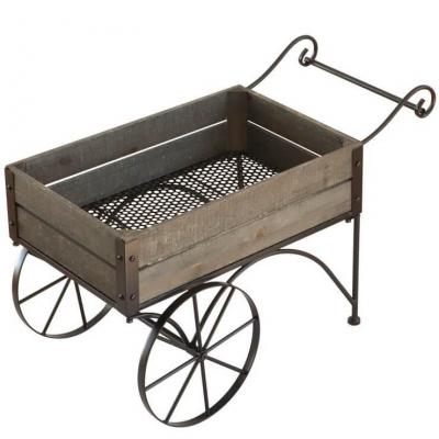 12702 decoration brouette bois et metal nature champetre
