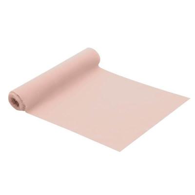 1 Chemin de table touche de vent rose poudré 28cm x 5m style côté effiloché REF/12746