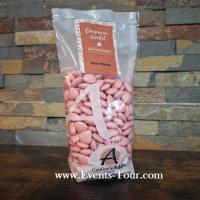 128002 dragee coeur rose nacre chocolat noir 250grs confiserie adam