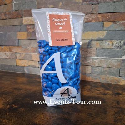 128008 dragee coeur bleu ocean chocolat noir 250 grs confiserie adam
