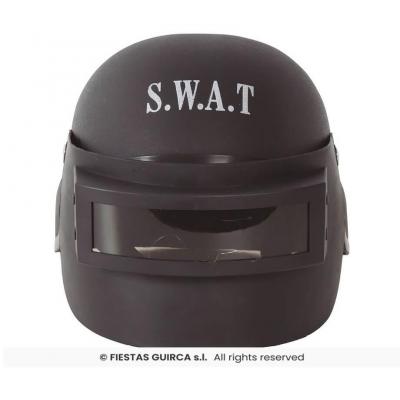 13016 accessoire de deguisement casque noir adulte police agent du swat