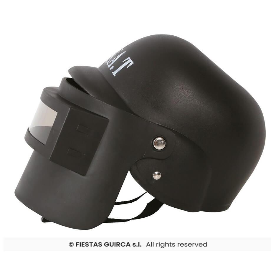 13017 accessoire de deguisement casque noir enfant police agent du swat