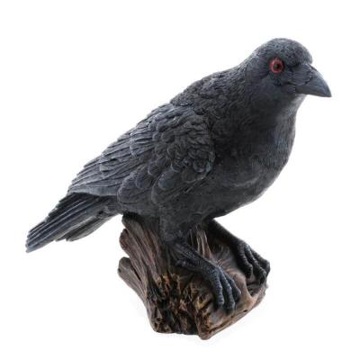 13079 decoration fete halloween corbeau noir en resine