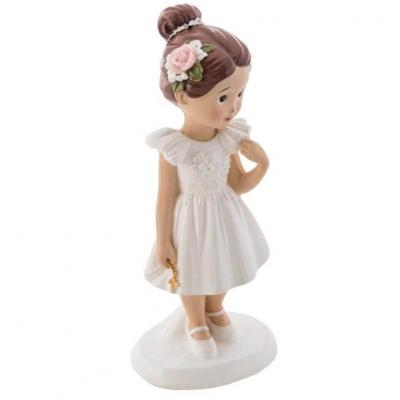 13200 decoration figurine resine communiante fille croix communion