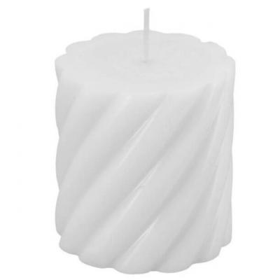 1 Bougie pilier blanche torsadée 7 x 7.5cm REF/13298-00