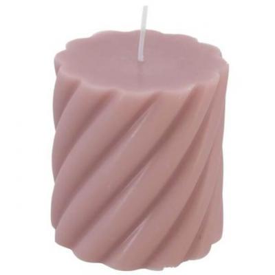13298 bougie pilier torsade vieux rose