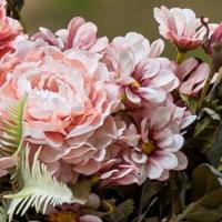 13308 decoration floral bouquet tiges bidens rose 27cm