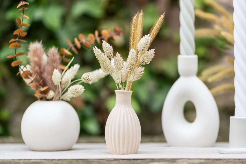 13334 decoration mini vase ceramique strie rose