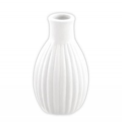 1 Mini vase céramique blanc strié 4.5 x 8.5 cm REF/13334 Thème nature, Champêtre, Bohème...