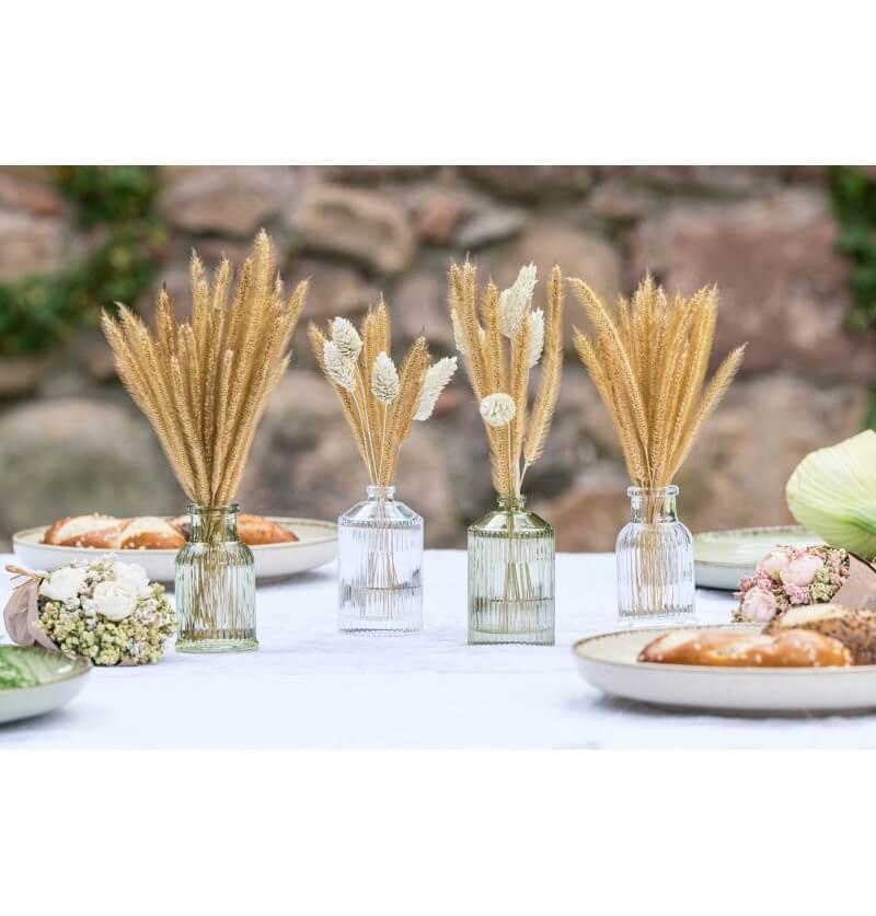 13336 decoration mini vase verre strie vert olive sauge