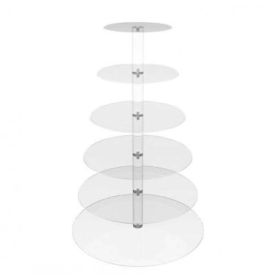 1 Support rond plexi transparent 6 niveaux 51.5cm REF/13365 Pour présentation mignardises, cupcakes...