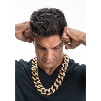 13446 accessoire de deguisement collier rappeur chaine large 70cm dore or