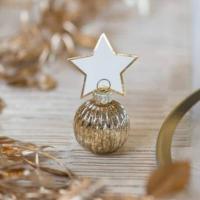 13542 marque place decoratif dore or boule de noel avec etiquette etoile