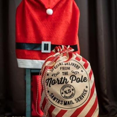 13599 contenant sac hotte de noel effet jute