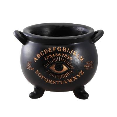 13646 decoration halloween chaudron magie noire resine pierre