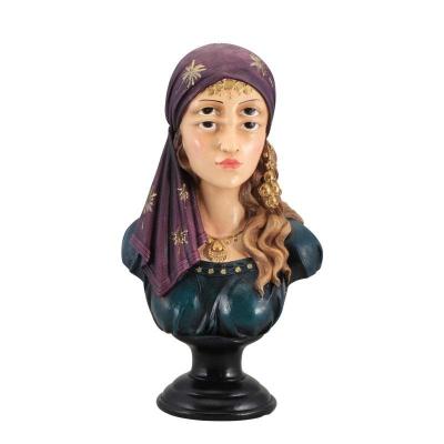 13653 decoration fete halloween buste resine pierre diseuse de bonne aventure sorcellerie