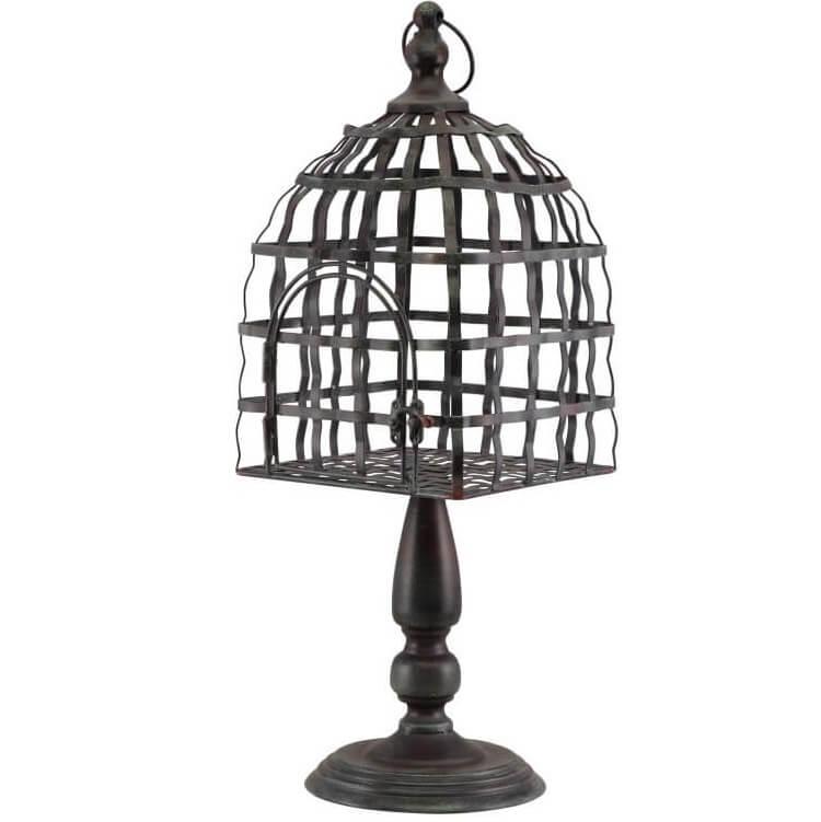 13731 decoration halloween cage a oiseaux sur pied