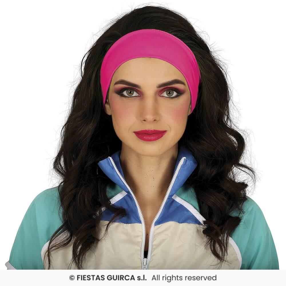 13735 accessoire de deguisement annees 80 bandeau rose fluo pour cheveux