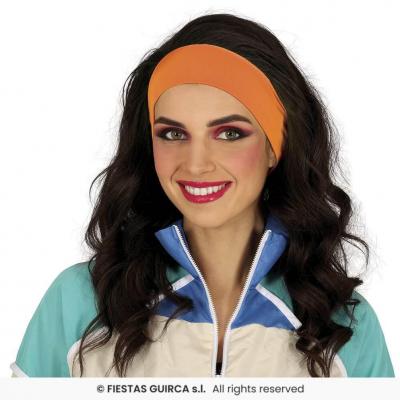 13736 accessoire de deguisement annees 80 bandeau orange fluo pour cheveux