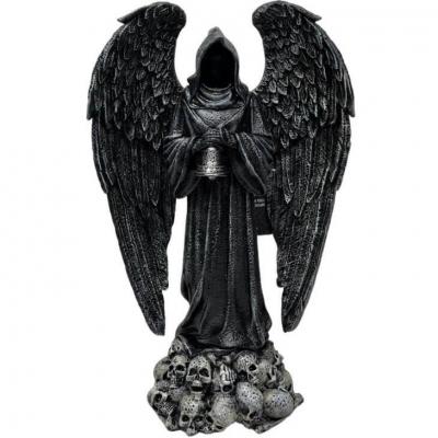 13811 decoration fete halloween ange faucheur noir avec ailes resine