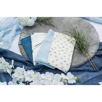 13867 chemin de table gaze bleu denim 90cm x 3m