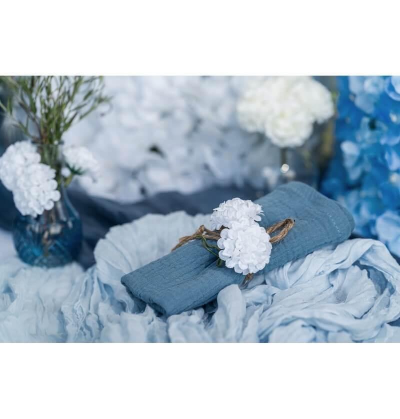 13892 decoration serviette de table coton gaufre bleu acier 40cm x 40cm