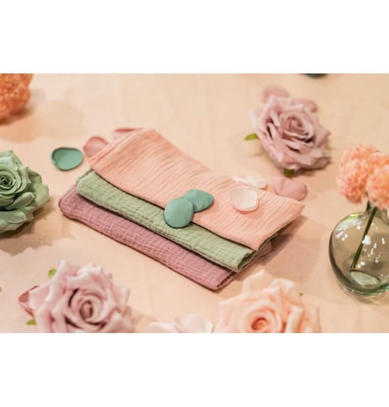 13892 decoration serviette de table coton gaufre rose poudre 40cm x 40cm