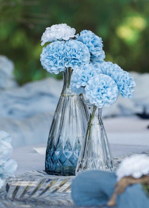 13918 decoration fleur vase alexandrine verre degrade bleu