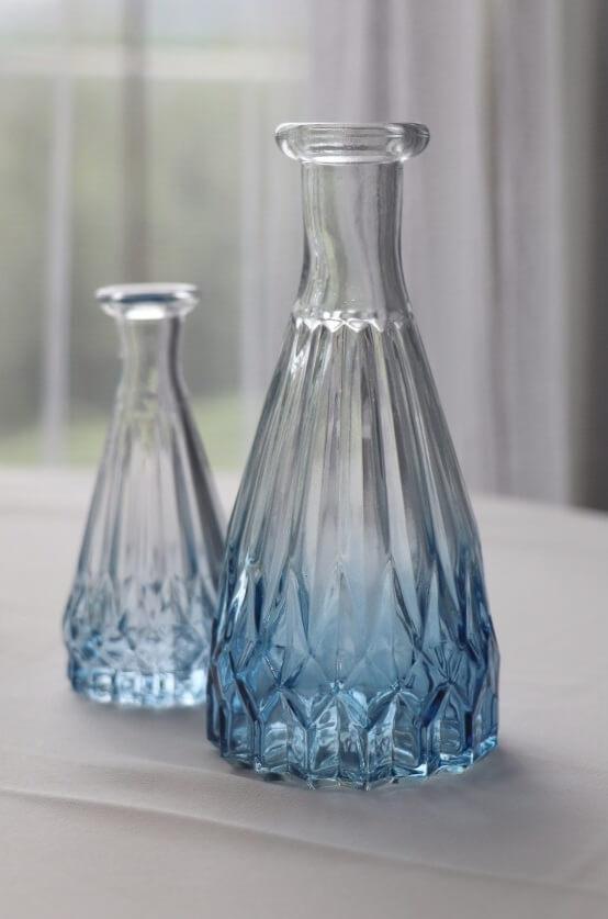 13918 decoration florale vase alexandrine verre degrade bleu