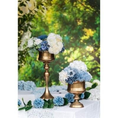 13924 decoration guirlande fleur dahlia bleue et verte
