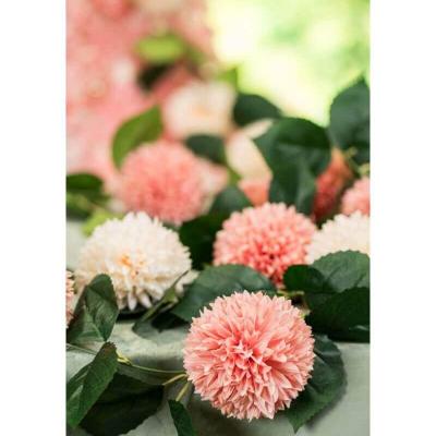13924 decoration guirlande fleur dahlia rose et verte