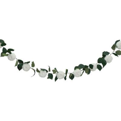 13924 decoration guirlande fleur dahlia blanche et verte