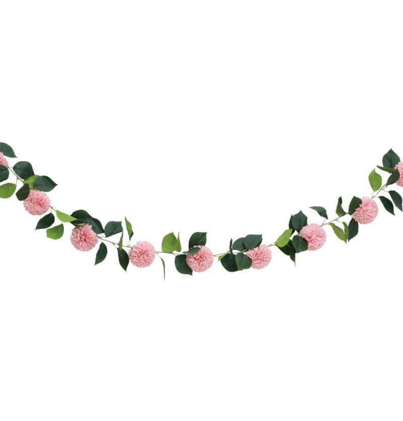 13924 guirlande fleur dahlia rose et verte